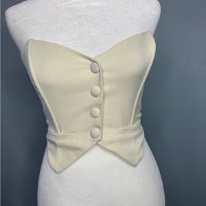 Fashion Nova Cream Buttoned Crop Top